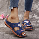 Breakj Summer New Women's Shoes Hollow Flowers Embroidered Sandals Slope And Large Size Women's