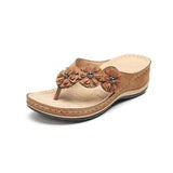 Breakj New Beach Sandals Line Thick Bottom Slope And Jacket Slippers Fashion Flower Decoration