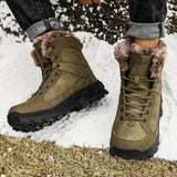 Breakj 2023 Plus Velvet Warm Cotton Shoes Men's Large-Size Hiking Shoes High-Top Snow Boots Men Thick Up Outdoor