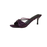 Breakj The Summer Of 2025, The New Silk Satin Water Drill With Sandals And Sandals And Women's Bows And Toes Wear High-Heeled Cool