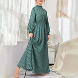 Spring Bohemian Beach Part Dress ZANZEA Women Long Sleeve O Neck Printed Polka Dots Robe Loose Casual Vestidos Kaftan