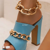 Summer New Square Heel Sandals Fashion Chain Band Outdoor Open Toe Women's Sandals Party Dress Platform High Heels