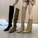 Breakj Boots More Than - Elastic Velvet High And Thin Boots Over The Knee Long Boots Female Tip Thick And French Elastic Boots Short