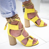 New Sandals Women High Heel Peep Toe Lace Up Sandals Shoes Summer Beach Boho Sexy Gladiator Sandals Shoes