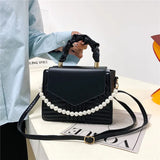 Simple Square Bag New Retro Personality Pearl Handbag Candy One-shoulder Messenger Bag Mini