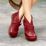 Women Boots Snow Boots PU Ankle Spring Flat Shoes Woman Short Brown Botas with Fur 2020 Female Lace Up Botas