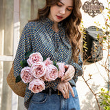 puff sleeve casual loose Floral chiffon blouse shirt women female blouse shirt spring summer women oversize Blouse