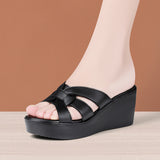 Heel Sandals Summer 2024 New Muffin Bottom Fish Mouth Sandals Large-Size Fashionable