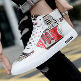 Autumn New Trend Men's Shoes Personality Graffiti High-Top Men's Shoes Leisure Four Seasons Student Sports