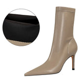Shoes Pu Leather Boots Women Ankle Boots Sexy High-heel Boots Autumn Winter Shoes Short Boots Plus Size 43 Women