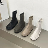 Breakj Autumn And Winter New Thick-Bottomed Boots Children Martin Boots White Women's Shoes Skin Skinny Boots Women's Cotton Shoes Plus Velvet Women's Short
