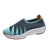Mesh Knitting Sneakers Breathable Women Loafers Ladies Elastic Band Female Casual Slip On Comfortable Shoes Plus
