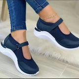 New Casual Single Shoes Women's Thick Soles Flying Weave Breathable Velcro Leisure Mesh Large Size Women's