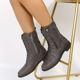 Breakj New Martin Boots Women's Ankle Boots Lace Side Zipper Martens Thick Heel Plus Size Women's