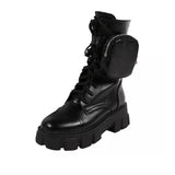 Boots Shoes Female Autumn Pocket Ankle Boots Design Thick Bottom Round Toe Lace Up British Fashion Plus Size 2021