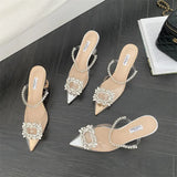 Breakj Spring And Summer New 35-42 Women's Glass And Transparent Pointed Sandals High Heels High