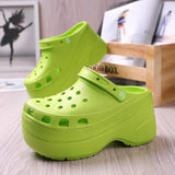Green Platform High Heels Sandals Non-slip Wedges shoes for Women 10 cm Increase Fashion Garden