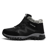 Leather Men Boots Winter with Fur 2019 Warm Snow Boots Men Winter Work Casual Shoes Sneakers High Top Rubber Ankle