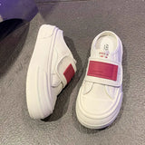 Woman With A Thick Bottom With A Skirt And A Lazy Baotou Semi-Slipper Wears 2024 New Whiteboard Shoes For Leisure In
