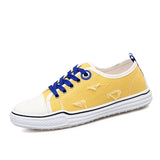 Skate Vulcanzie Shoes Canvas Breathable Lace Up Black White Yellow Flat Platform Rubber Sole Sport Tenis Women'S