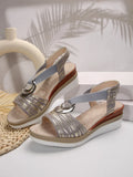 Breakj New Sandal Large Size Sandal Metal Buckle Decoration Hemp Rope Slope And Breathable Fish Mouth
