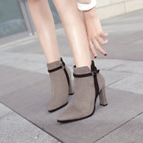 Breakj 2025 New Tips And Short Boots Women's Velvet Splicing Fashion High Heels