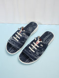 Breakj Summer New Plus Size Lady Tassel Canvas Flat Sandals Simple Wind Doudou Half Drag Women's