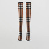 Breakj New 2024 Plaid Over-The-Knee Boots High Heel Round Head Boots Women's Thick Heel Rear Zipper Versatile Stretch