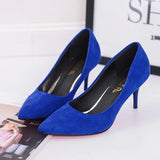 Breakj Shoes Light-Mouthed Sharp Single Shoes Fine Heel Velvet Large-Size High Heels Women's