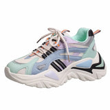 Blue Sneakers Women Spring 2021 PU Leather Ladies Platform Shoes Height Increasing Fashion Solid Color Chunky