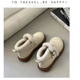 Breakj Travel Must Have Women's Shoes Cotton Shoes Women's Pure Color British Wind Warm Not Stuffy Feet Lovely Wind Comfortable New Snow