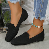Breakj Size Casual Shoes Female Spring And Summer New Single Shoes Square Head Flat Fly Woven Lazy