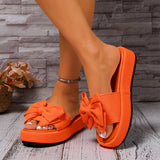 Breakj Summer New Thick-Soled Women's Sandals Women's Beach Shoes Large-Size Slippers To Learn Women's Bow Cool
