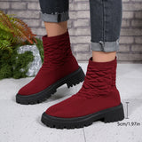 Breakj Plus Size Fashion Boots Women's New Elastic Fly Thick Socks Boots Casual Low Martin