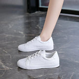 Help Shallow Small White Shoes 2024 Spring And Autumn New Korean Version Tie Sports Board Shoes Basic Flat Casual Women's