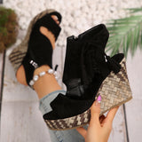Breakj Slope Heel Sandals Women 2025 Summer Tuxedo High-Heeled Fish Mouth Loose Cake Bottom Fashion Wearing
