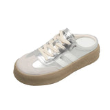 Slippers Women Wear A Pair Of White Shoes With Thick Soles Without Heels In