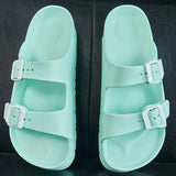 Sandals Women 2022 Summer Thick Bottom Flat Platform Candy Color Two Buckle Mule Slippers Plastic
