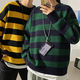 Sweater Women Pullovers Knit Casual Striped Pullovers Jumper Warm Teen Gril Streetwear Knitwear Sueters De