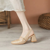 Breakj Jane Sandals Women's Versatile Thick Heel French Shoes Missing Heel One Word Belt Women's Shoes 2023 New Shoes