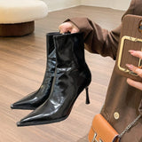 Breakj Pointed Short Boots Children 2025 New Temperament High-Heeled Shoes Patent Leather Skin Skin Skin Skin Skin Skin Skin