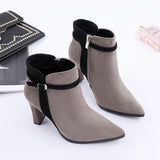 Breakj 2025 New Tips And Short Boots Women's Velvet Splicing Fashion High Heels