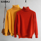 casual thick Autumn Winter turtleneck oversize Sweater Pullover Women warm chic female loose Knitted Basic Sweaters