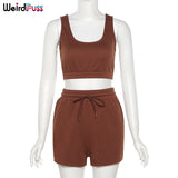 Puss 2021 Cotton Tracksuit Women Sporty Casual Strapless Top+Biker Shorts Matching Set Summer Trend Streetwear Slim