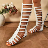 Breakj Summer New Large-Size Sandals Women's High-Bduct Belt Buckle Bottom Cool Boots Roman Fish Mouth Cool