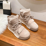Boots 2022 New Fashion Women's Boots Women's Suede Lace Ankle Boots Warm Women's Winter Flat with Shoes for