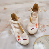 Breakj Heels Single Shoes Embroidered Cloth Shoes Spring And Autumn Ancient Wind Ethnic Wind Women's Shoes Mother Shoes Square Dance