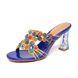 Slippers Full Of Diamond High Heels Women's New Fashion Thick Heels Wear Fashionable Sexy Slippers In The Summer Of