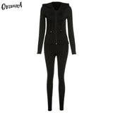 Women Autumn Casual Two Piece Set Hooded Crop Tops Sporty Leggings Matching Stretchy Soft Skinny Fitness Slim