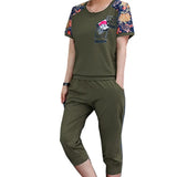 Women 2019 Summer Set 2 Pieces Women Clothing Set: Short Sleeve T-shirt+pants Casual Sportsuits Woman Track